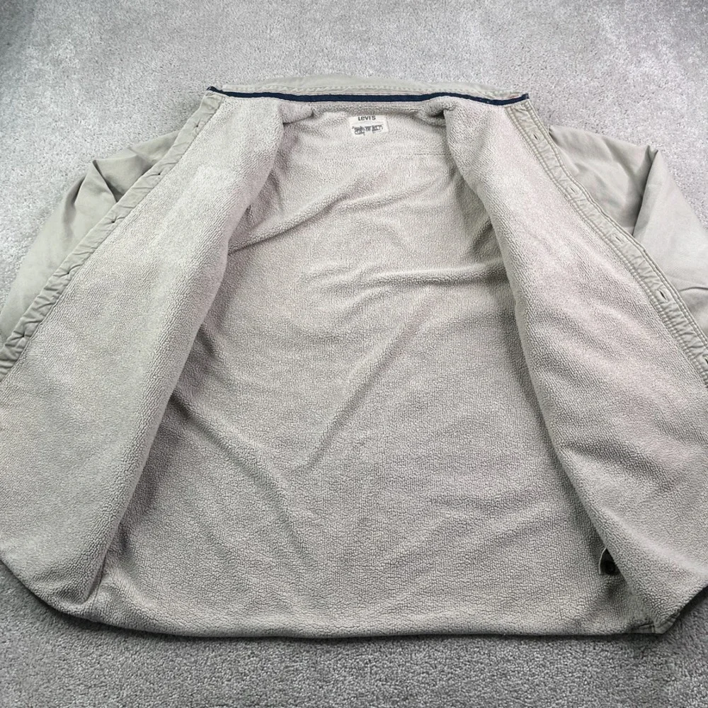 Levis Shirt Jacket Mens XL Tan Sherpa Lined Cotton Twill Workwear Shacket